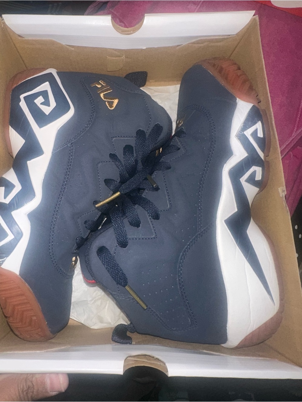 Fila Navy, White & Gum High-Top Shoes